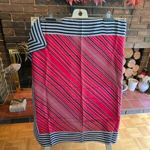 Michel Robichaud - Vintage Silk Scarf in Red, White & Black Stripes
